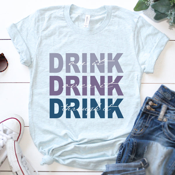 Drink On It Tee (Soft Blue) | Women