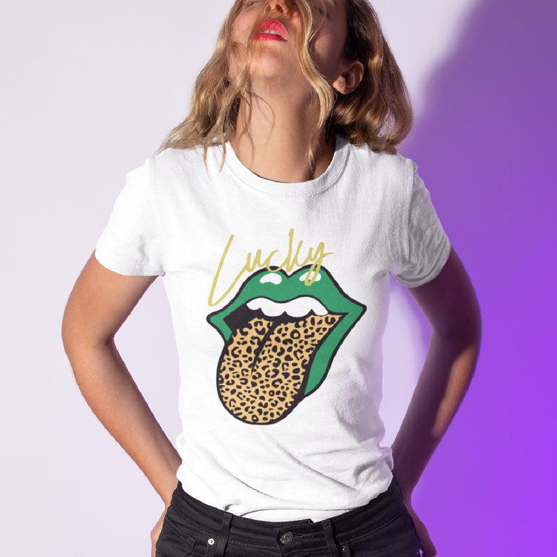 Lucky Leopard Tongue Tee | Women